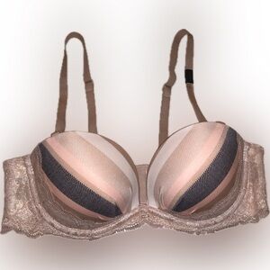 Fabulous By Victoria's Secret Pink Gold Champagne Strapless Convertible Bra 34A